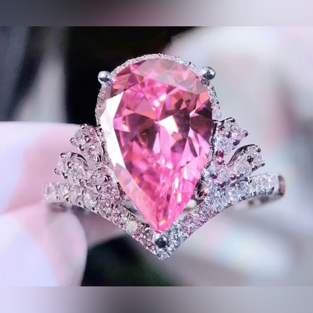 New Elegant Pink Gemstone Ring